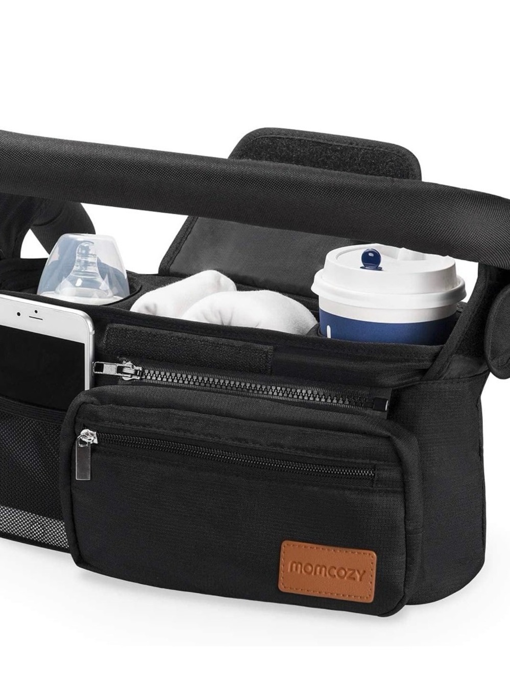 Momcozy Black Stroller Organizer with Multiple Pockets